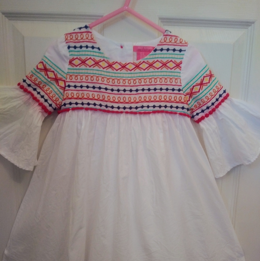 White Embroidered Girl's 100% Cotton Dress